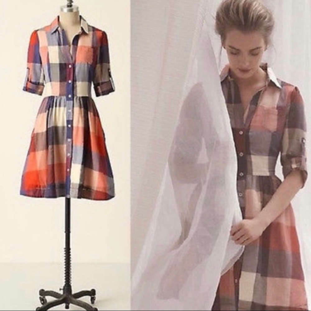 Anthropologie Moulinette Soeurs Plaid Shirtdress